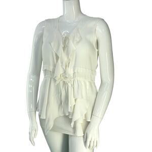 IRO Paris Womens Size 42 US 10 Top Ruffle Front Sleeveless Blouse Tie Waist